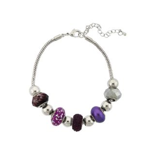 Bridge Jewelry Silver Plated Purple Artisan Glass Bead Bracelet