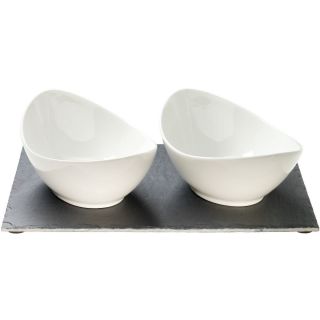 Luigi Bormioli 3 pc. Slate & Porcelain Bowl Set