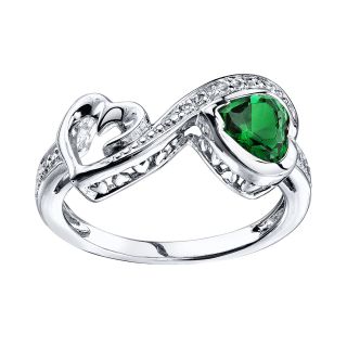 Love Grows Simulated Emerald & White Topaz Heart Ring, Womens