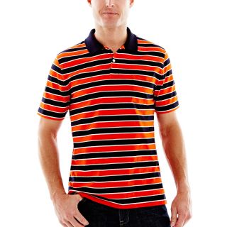 St. Johns Bay Bar Striped Polo Shirt, Orange, Mens