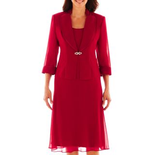 Dana Kay Satin Trim Dress with Jacket, Garnet (Red)
