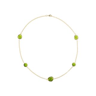 ATHRA 14K Gold Plated Green Resin Station Necklace, Womens