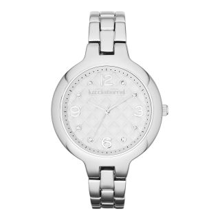 LIZ CLAIBORNE Womens Silver Tone Quilted Watch