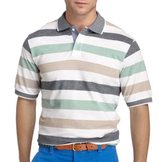 Izod Striped Piqué Polo Shirt, Green, Mens