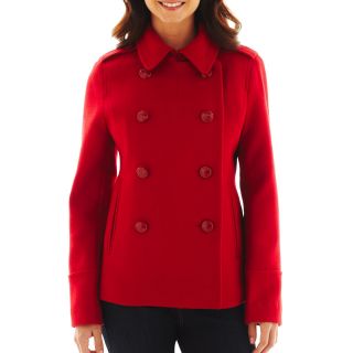 Wool Blend Pea Coat   Talls, Red, Womens