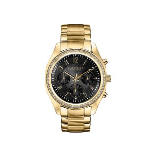 Caravelle New York Womens Black Dial & Gold Tone Bracelet Chronograph Watch