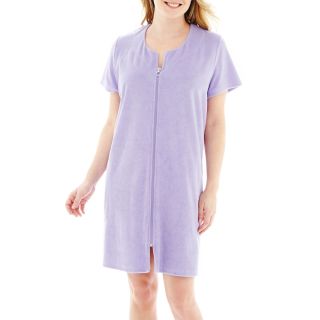 Adonna Short Sleeve Zip Front Robe   Plus, Pond Lily, Womens