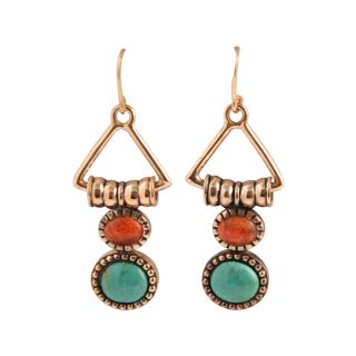 Art Smith by BARSE Turquoise & Coral Triangle Earrings, Womens