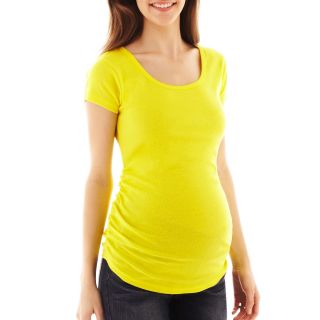 Maternity Scoopneck Side Ruched Tee   Plus, Pink