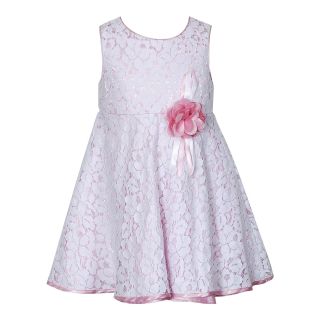 Youngland Sleeveless Lace Dress with Flower   Girls 12m 6y, Pink, Pink, Girls
