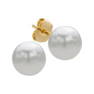 Bridge Jewelry Gold Plated Simulated Pearl Stud Earrings