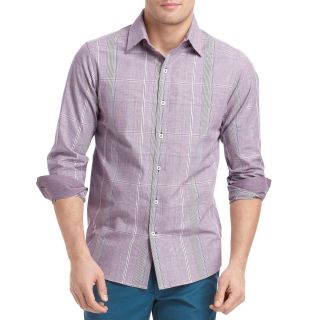 Izod Slim Fit Plaid Shirt, Purple, Mens