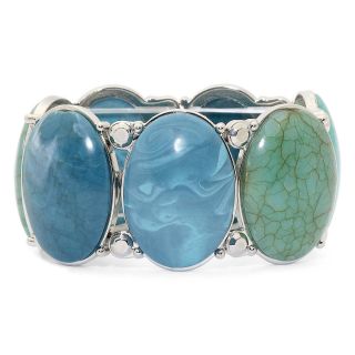 MIXIT Silver Tone Aqua Marble Oval Bracelet, Blue
