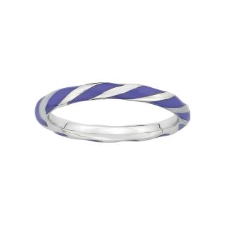 Purple Enamel & Sterling Silver Twist Ring, Purple/White, Womens