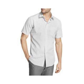 Van Heusen Short Sleeve No Iron Button Front Shirt, Grey, Mens