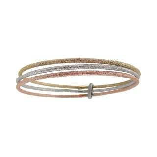 Charles Garnier Sterling Silver & Gold Plated Tri Color Bangle Set, Womens