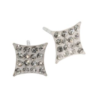 Bridge Jewelry Sterling Silver Diamond Shaped Crystal Stud Earrings