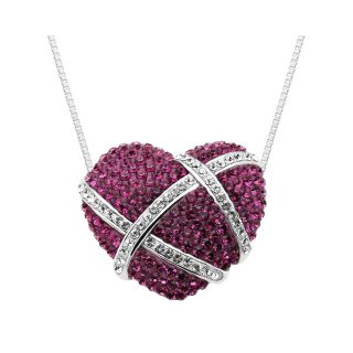 Pink & Clear Crystal Heart Pendant, Womens