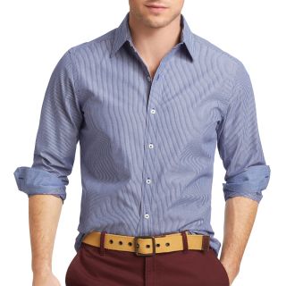 Izod Slim Fit Striped Woven Shirt, Blue, Mens