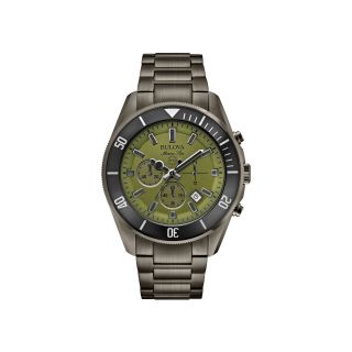 Bulova Mens Green Dial Stainless Steel Bracelet Watch