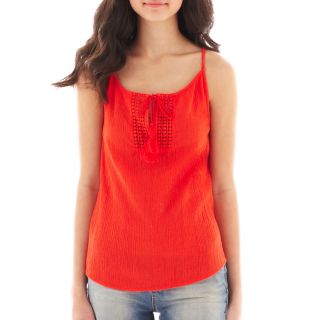 Decree Sleeveless Tie Front Top, Bold Coral, Womens
