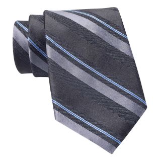 CLAIBORNE Textured Stripe Silk Tie, Black, Mens