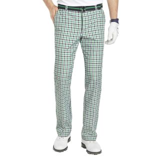 Izod Golf Belted Plaid Pants, Green, Mens