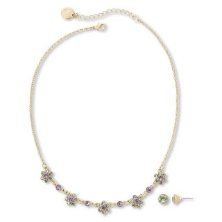 LIZ CLAIBORNE Flower Necklace & Stud Earrings Boxed Set, Green