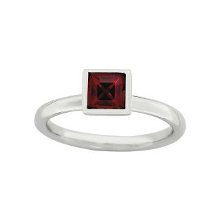 ONLINE ONLY   Sterling Silver January Birthstone Crystal Stackable Ring, Red,