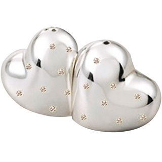 Mini Heart Salt and Pepper Shakers, Silver