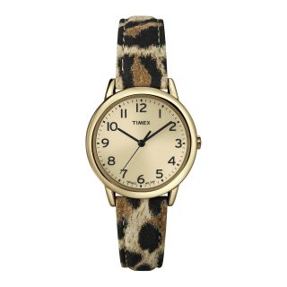 Timex Womens Watch w/ Leopard Print Leather Strap