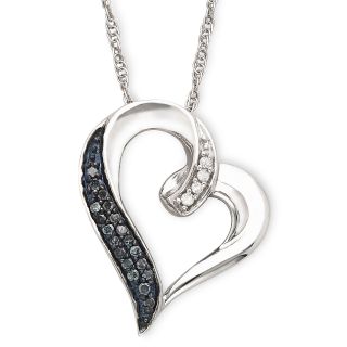 1/10 CT. T.W. White and Blue Diamond Heart Pendant Sterling Silver, Womens