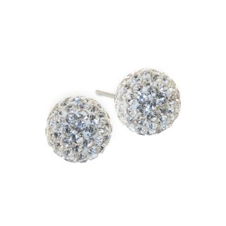 Bridge Jewelry Sterling Silver Crystal Button Stud Earrings