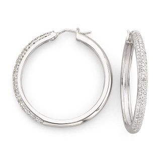 1/2 CT. T.W. Diamond Sterling Silver Hoop Earrings, Womens