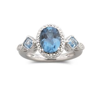 Genuine London Blue Topaz Ring, White, Womens