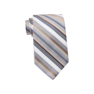 Stafford Lakeview Stripe Tie, Taupe, Mens
