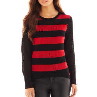 Bisou Bisou Long Sleeve Striped Sweater, Forever Rd/blck St, Womens