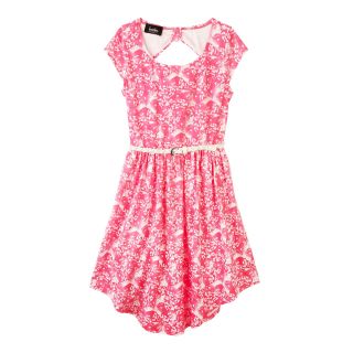 by&by Girl Keyhole Back Print Dress   Girls 7 16, Pink, Girls