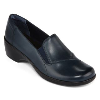 Clarks May Ivy Leather Slip Ons, Navy, Womens