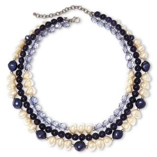 Aris by Treska 3 Row Blue Beaded Necklace
