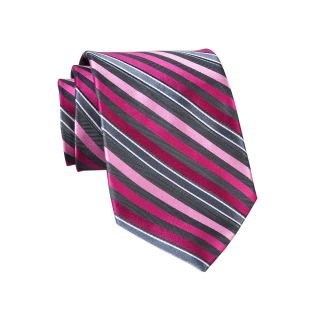 Stafford Charcoal Gingham Silk Tie, Pink, Mens