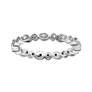 ONLINE ONLY   Diamond Stackable Ring 1/10 CT. T.W. Silver, White, Womens