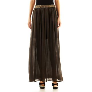 I Jeans By Buffalo Embellished Waist Maxi Skirt, Khaki