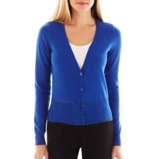 Worthington Pointelle Trim Cardigan Sweater, Blue, Womens