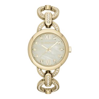 LIZ CLAIBORNE Womens Gold Tone & Crystal Bracelet Watch