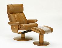 Mac Motion Nora Euro Recliner and Ottoman in Saddle Leather with