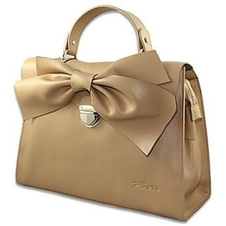 Womens Elegant Beautiful Big Bowknot Bag Split Leather Ladies Handbags Linning Color on Random