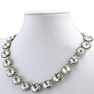 White Rhinestone Cluster Necklace Trendy Bridal Jewelry