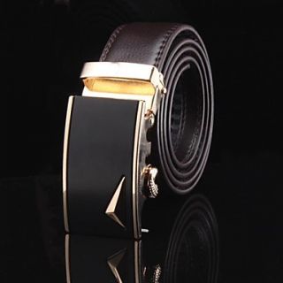 Mens Genuine Leather Automatic Golden Buckle Belt