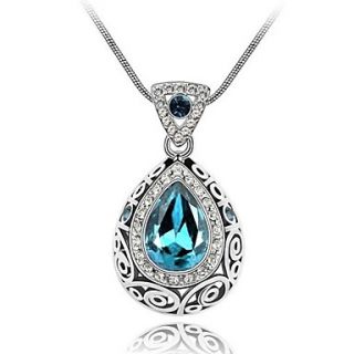 Women Hollow Margin Drop Glitter Rhinestone Pendant Necklace Chain
